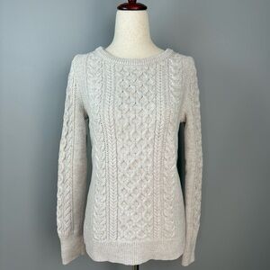 GAP Cable Knit Sweater Size M Cream Tan 100% Cotton Preppy Classic